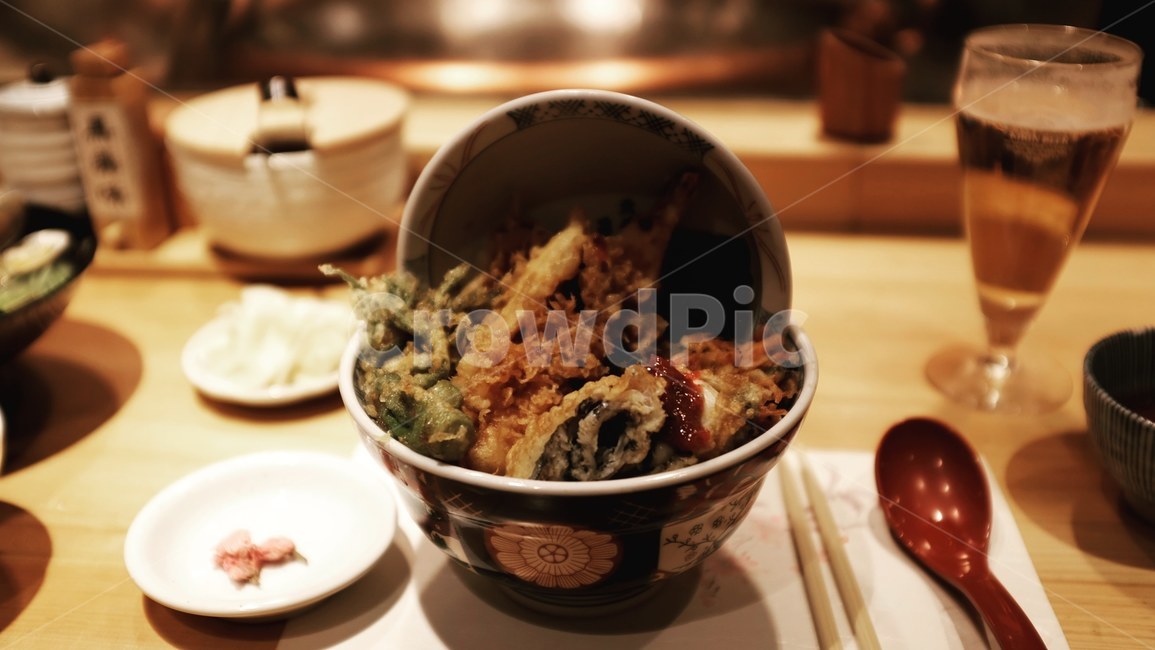 교토,텐동,점식,조개탕,맥주