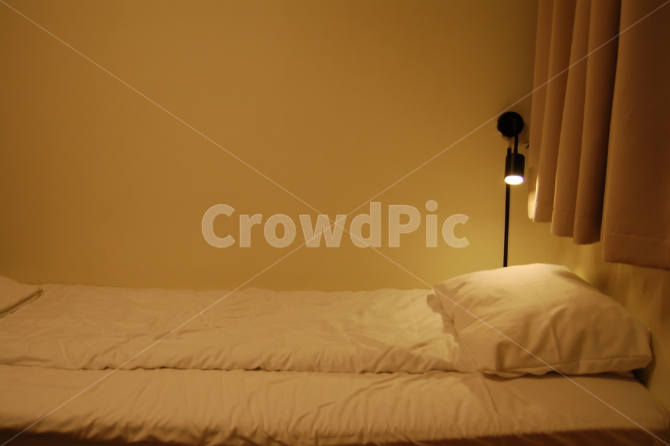 bed,Nordic interior,bedding,light,curtain