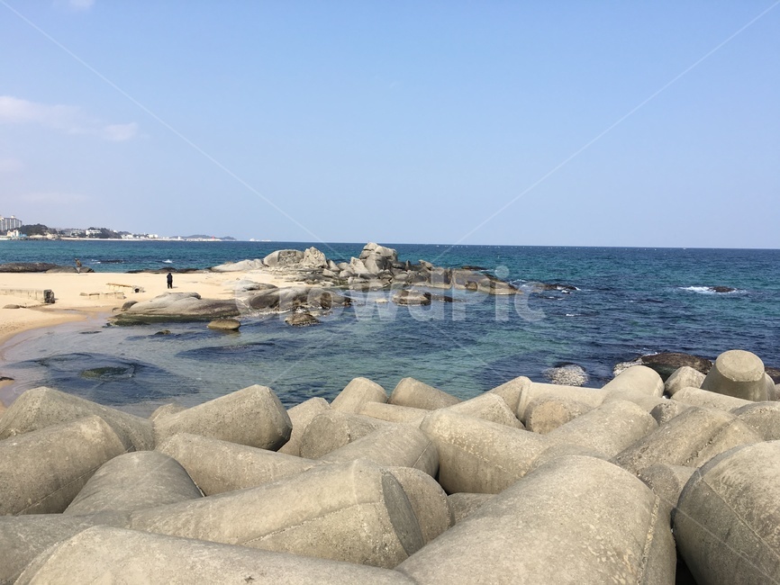 방파제,바다,봉포,파도,여름철