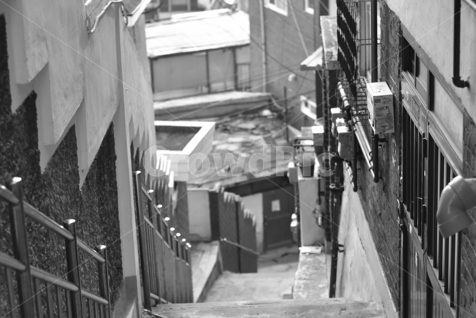 흑백,계단,오래된,주택가,숨이참,골목길,alley,흑백,모노톤,monochrome,black and white,urban,어반,building,건물