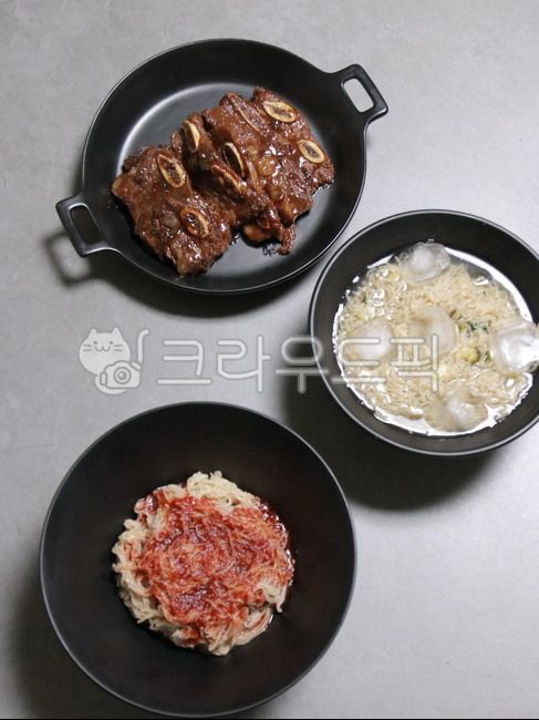 Seasoned ribs,Korean,rib,noodle,Seasoned cold noodles,cooking,dinner,food,Cold noodles