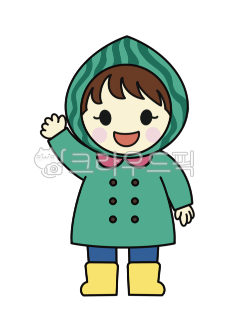 비옷입은어린이, 우비입은어린이, 비옷일러스트, 우비일러스트, 비오는날, 사진,이미지,일러스트,캘리그라피 - ENAH작가