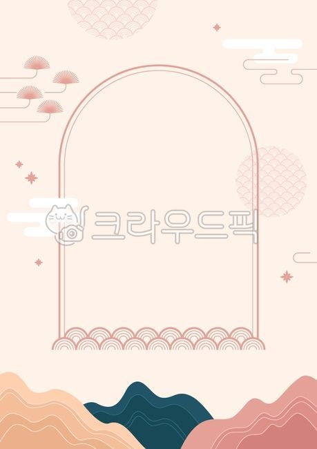 Illustration,vector,background,decoration,decoration,Korea,tradition,culture,holiday,Lunar New Year,Lunar New Year,Chuseok,Hangawi,traditional pattern,pattern,traditional pattern,design,border,frame,mountain,cloud,cloud pattern,pine 