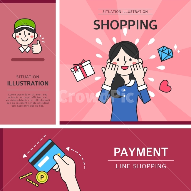 여자,카드,택배원,다이아몬드,쇼핑,아이콘,플랫디자인,일러스트,쇼핑,shopping,그래픽,일러스트레이션,graphic,illustration