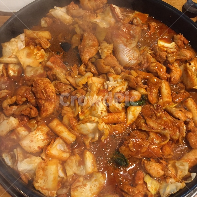 닭갈비,음식,뜨거움,빨간색,고추장
