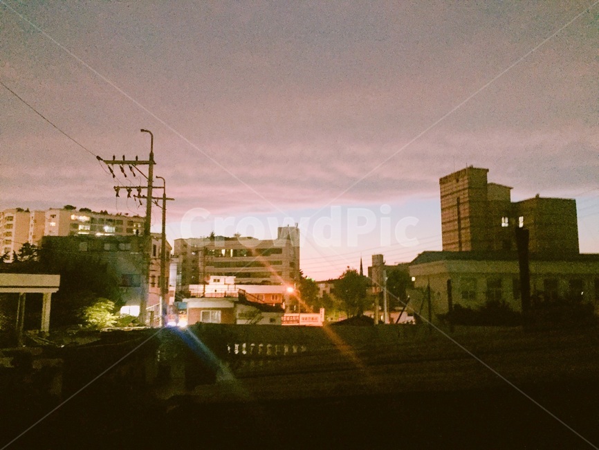 노을,분홍하늘,주택옥상,오래된골목,저녁노을,핑크하늘