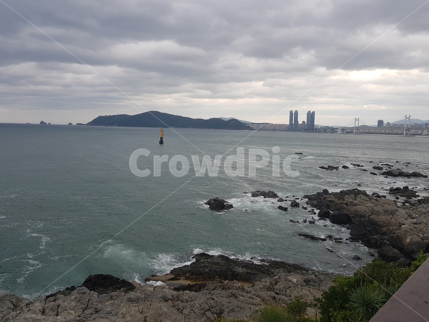 자연,바다,부산,해운대,흐린날씨