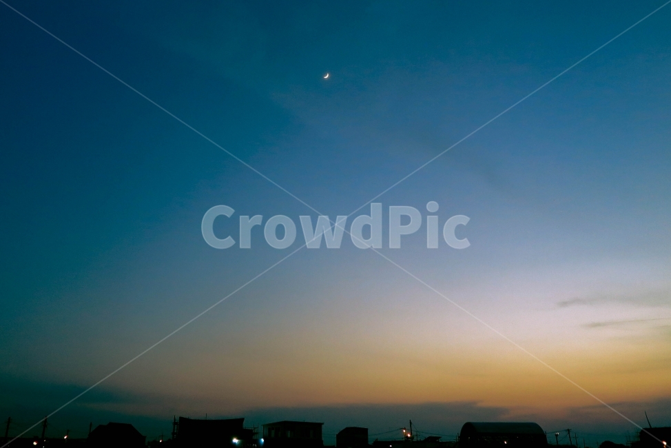 하늘,저녁,손톱달,색감,감성,자연,풍경,nature,landscape,야경,밤,nightscape,night