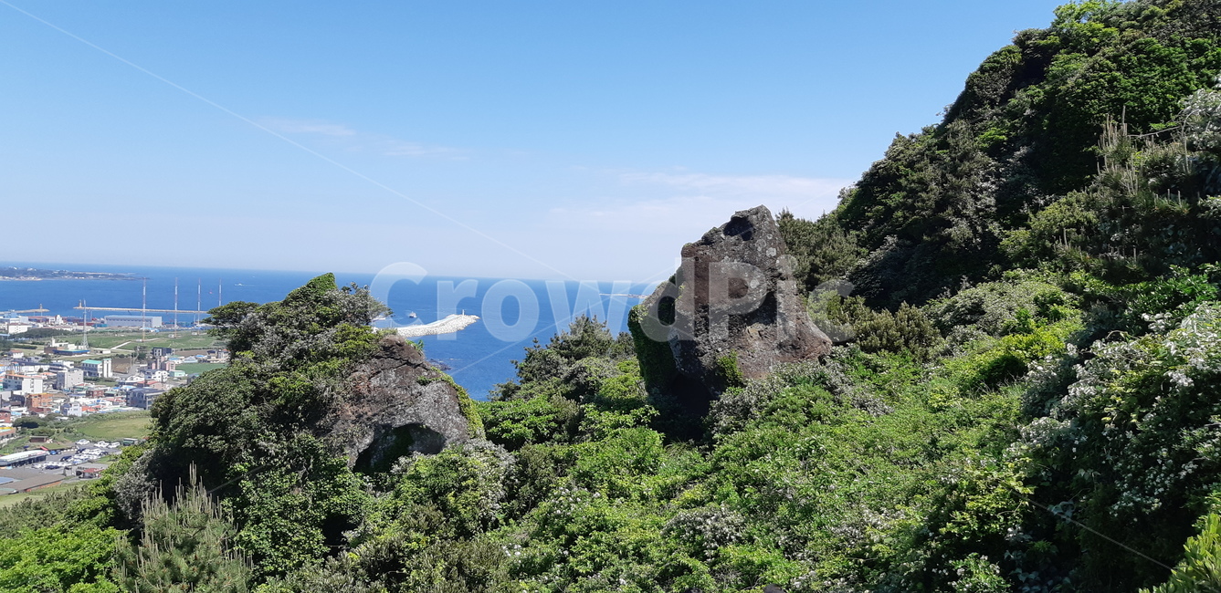 산정상,제주도,풍경,바다,하늘,맑음