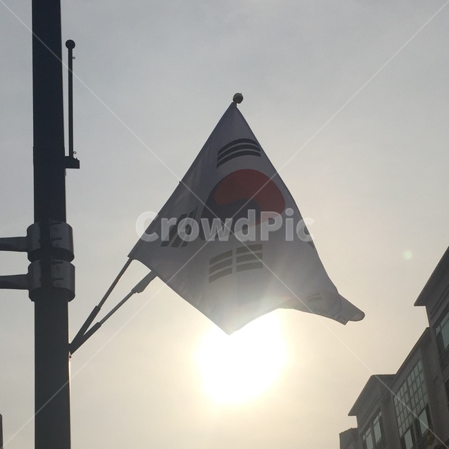 태극기,한국,민족,대한민국,애국심,국기,태양,역광,웅장