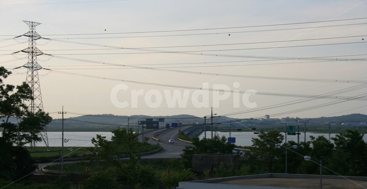 강,송전탑,노을,강노을,다리,풍경,오후4시,자연,풍경,nature,landscape,cable,케이블,power lines,전력선,electric transmission tower