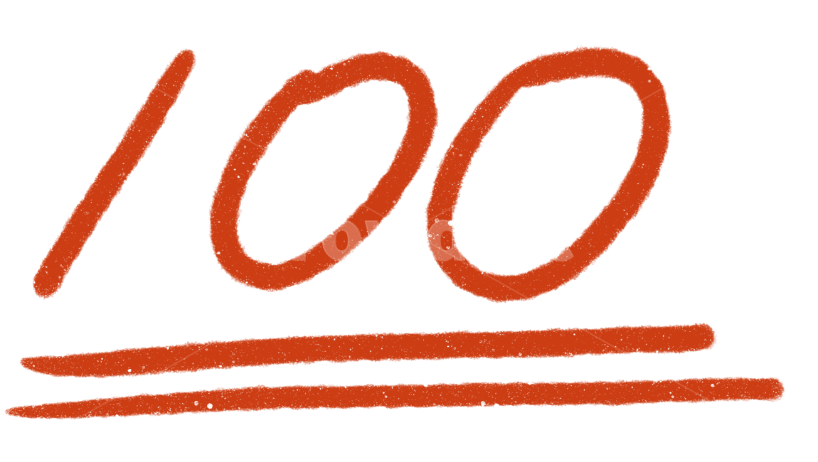 100점, 백점, 색연필그림, 100, 점수, 사진,이미지,일러스트,캘리그라피 - pepper83작가