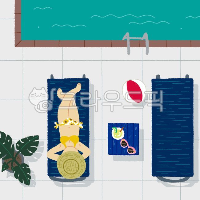 일러스트,귀여운일러스트,감성적인일러스트,따뜻한일러스트,감성,따뜻한,귀여운,여름,수영장,풀,힐링,pool,swim,summer,수영복,바캉스,물놀이