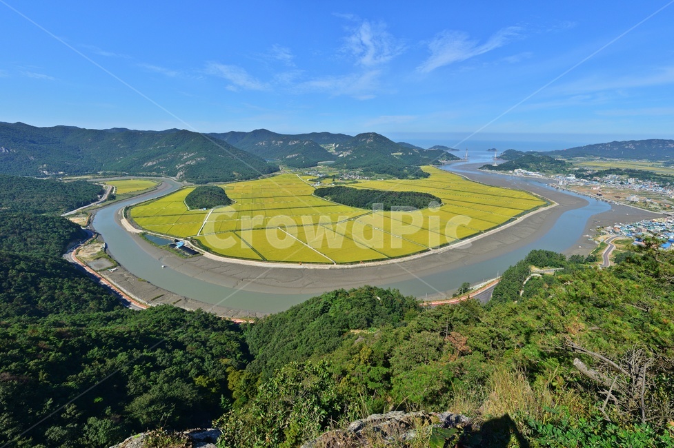panoramic,파노라마,outdoors,옥외,nature,자연,landscape,경치,scenery,풍경,field,들,영광,대덕산,한시랑들판,물돌이,법성포,법성포구,농업,농사,경작,바다,자연,풍경,nature,landscape