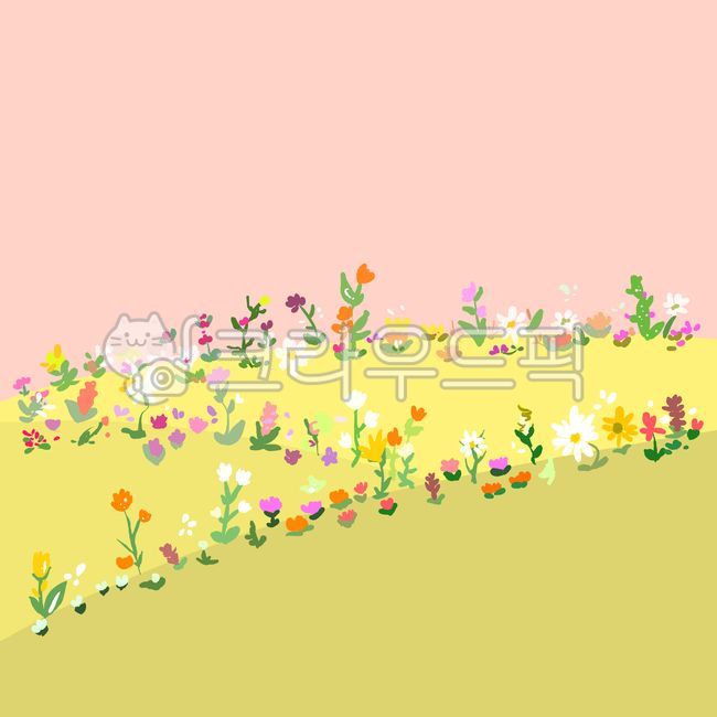 봄일러스트,봄바탕,봄느낌,꽃밭,귀여운일러스트