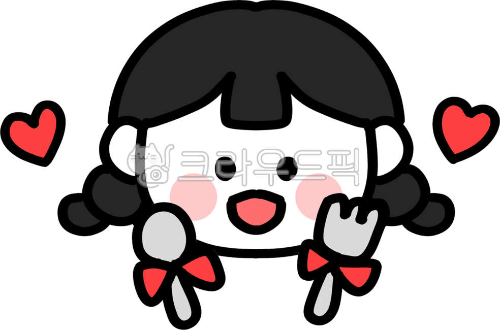 여자얼굴,숟가락포크,웃는얼굴,꾸미기,귀여운여자