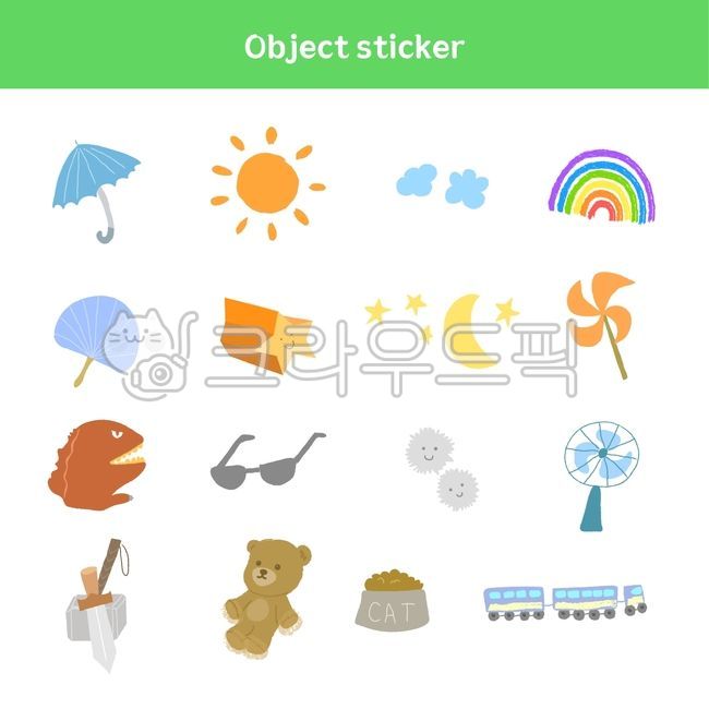벡터,일러스트,다양함,디자인요소,디자인엘리먼트,다꾸,다이어리꾸미기,스티커,세트,팬시,감성,귀여움,손그림,아이콘,날씨,무지개,자연,해,달,별,부채,구름,선풍기,인형,장난감,우산,낙서