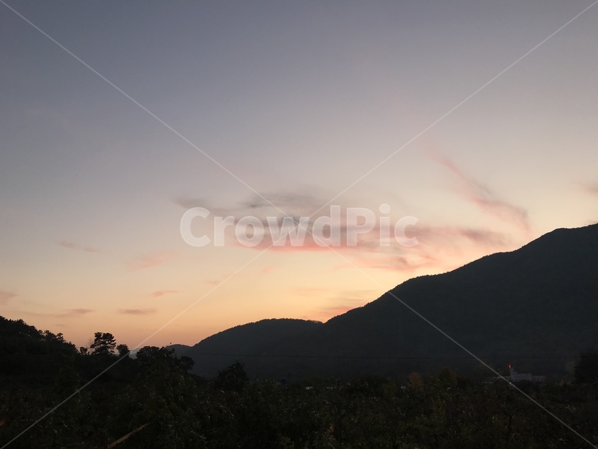 하늘,구름,산,노을,sky,자연,풍경,nature,landscape,outdoors,옥외