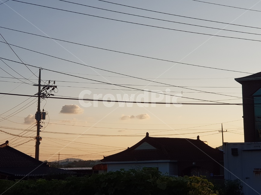 시골,하늘,노을,따듯,하루,시골,마을,풍경,landscape,country,rural,town