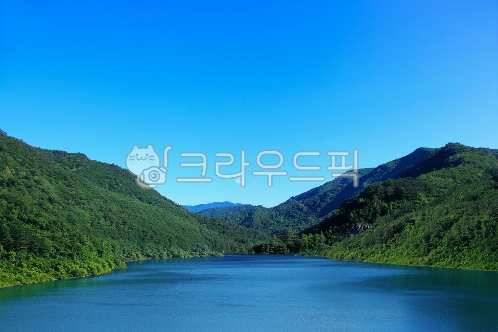 purity,Reservoir,dam,mountain,nature protection,sight,sky,nature,water,Gangwondo,korea,blue,outdoors,Panorama,Valley,river,lake,landscape,Sunny