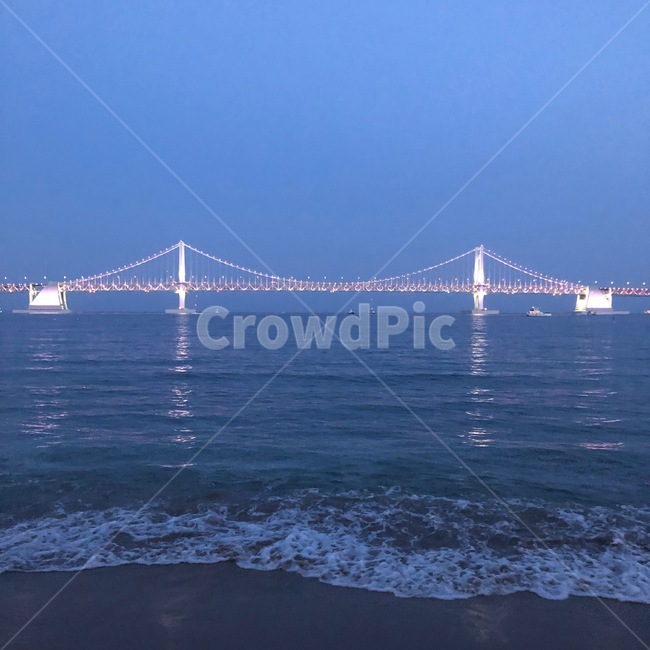 하늘,바다,저녁,구름,대교,부산