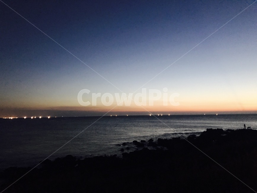 제주도,밤바다,바다,해질녘,노을,여름