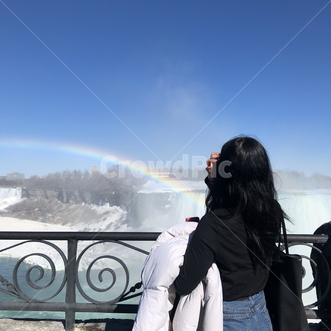 나이아가라폭포,폭포,niagarafalls,여자,뒷모습,무지개