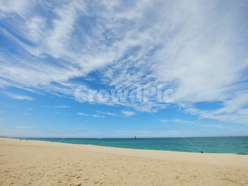 강원도,바다,새털구름,모래사장,평온한풍경,해변,바다,beach,sea