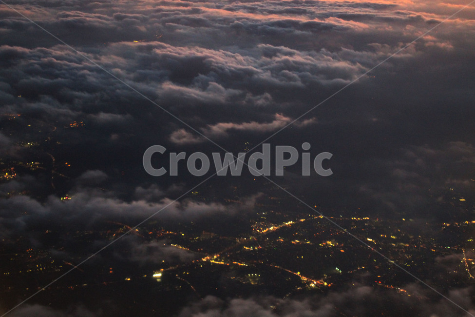 비행기위,구름,도시,야경도시,야경,노을,비행기,city,cloud