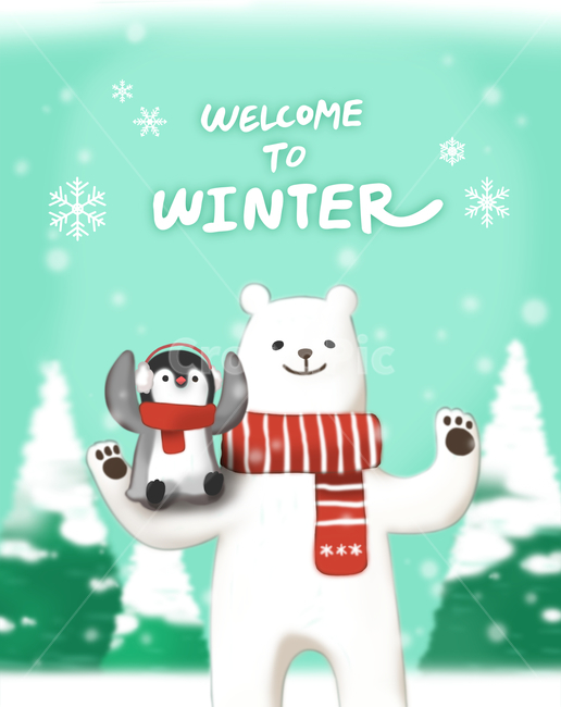 펭귄,목도리,곰,눈,눈결정,겨울,크리스마스,겨울,계절,winter,season,동물,animal,포유류,mammal,그래픽,일러스트레이션,graphic,illustration