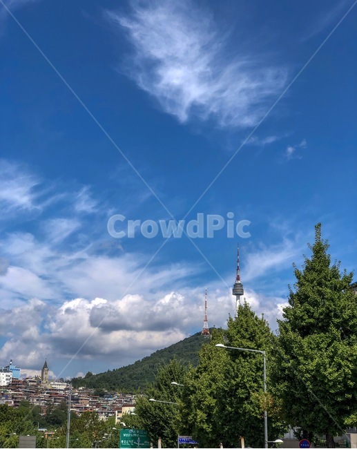 남산,남산타워,서울,풍경,하늘,한국,이태원,녹사평