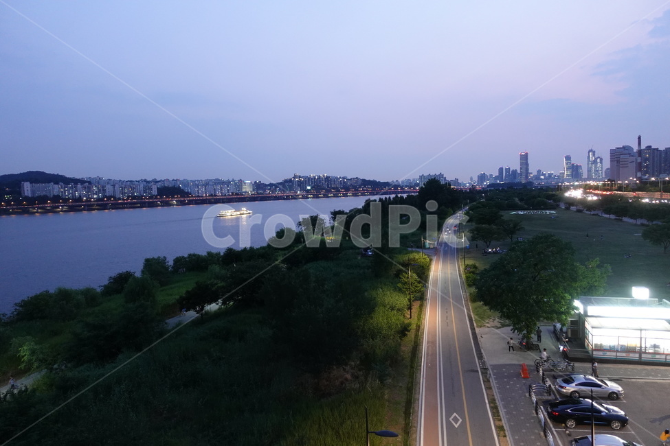 한강,도시,풍경,저녁,야경