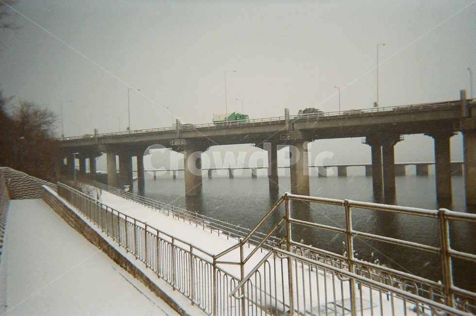 난간,handrail,한강,눈,고가도로