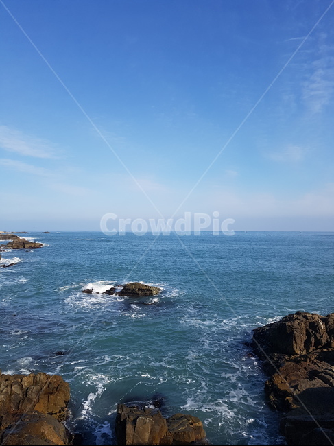 바다,돌,하늘,sea,blue