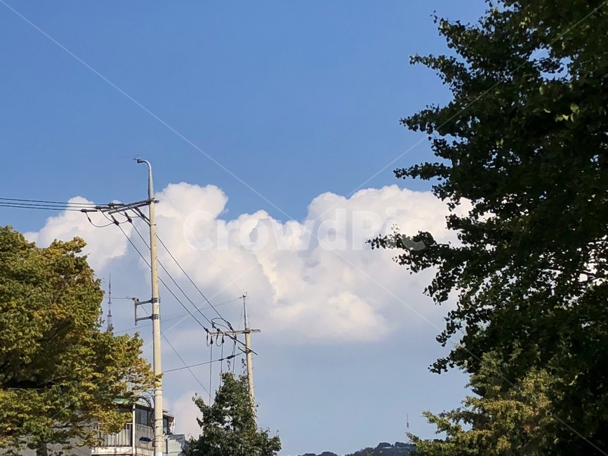 구름,하늘,전봇대,야외,outdoors