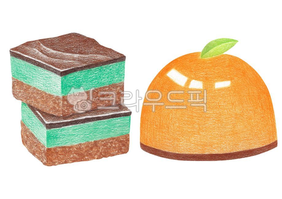 Illustration,Colored Pencil,Picture,Drawing,Colored Pencil Drawing,Food,Food,Dessert,Chocolate,Pudding,Cake,Mint