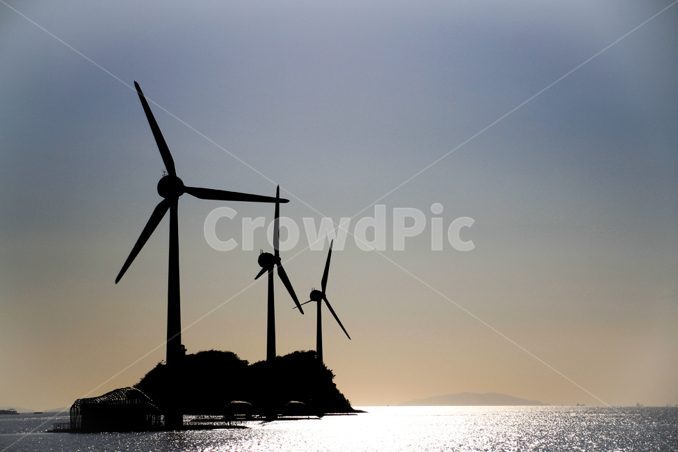 섬,바다,하늘,자연,풍력발전기,실루엣,그림자,silhouette,shadow,산업,industry,industrial,에너지산업,energy industry,engine,엔진,motor,모터,machine,기계