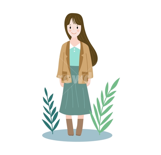 삽화,소녀,여자,자연,코트,일러스트,백터,풀,그래픽,일러스트레이션,인물,사람,illustration,graphic,그래픽,일러스트레이션,graphic,illustration