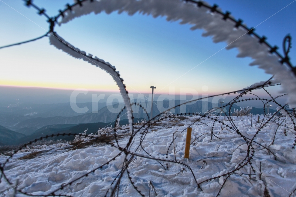 겨울,상고대,태기산,눈,철조망,노을,자연,풍경,nature,landscape,겨울,계절,winter,season