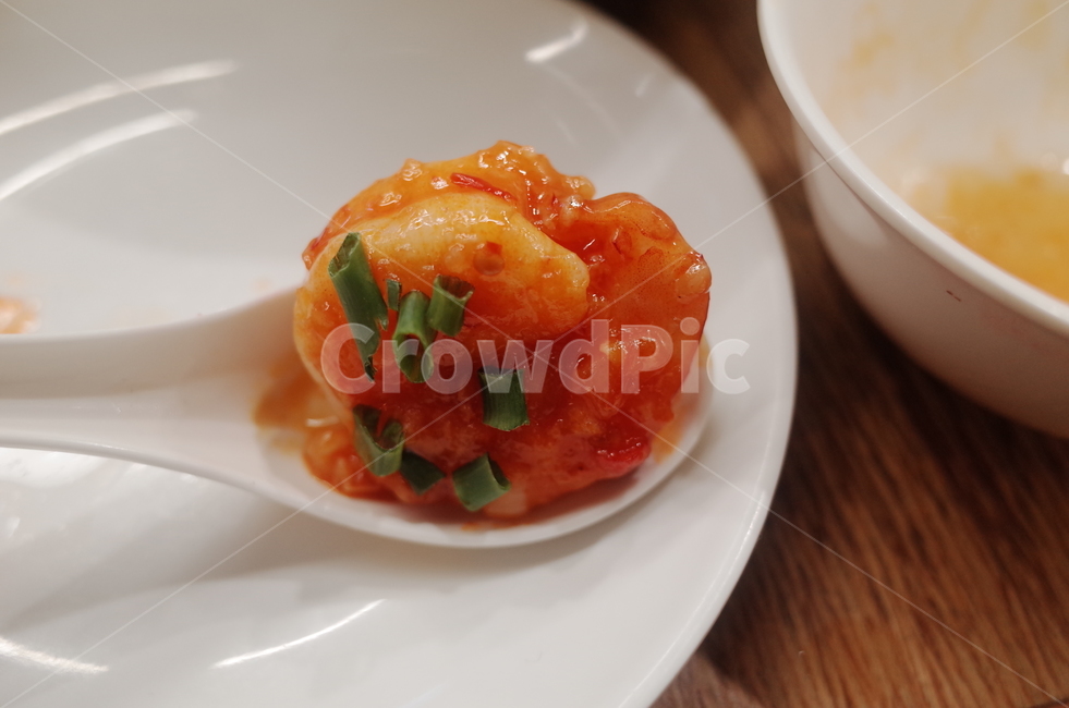 깐쇼새우,새우요리,새우,홍콩음식,화이트,메뉴,해산물,숟가락,붉은,하나,중국음식,중식,레스토랑