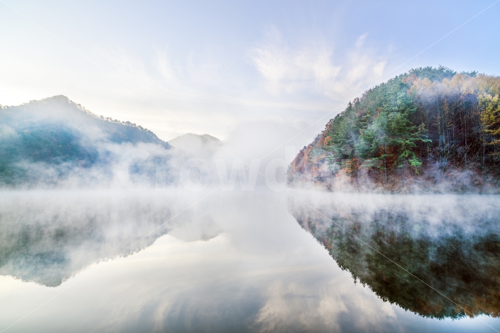 water fog,reflection,sight,autumn,Fog,Maple