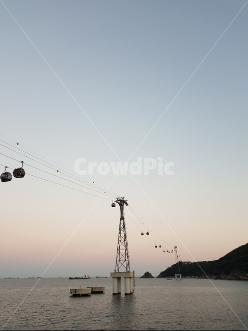 케이블카,하늘,노을,바다,힐링