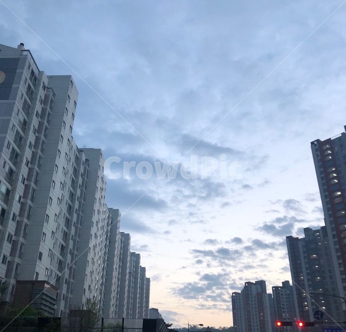 신호등,구름,노을,퇴근,아파트