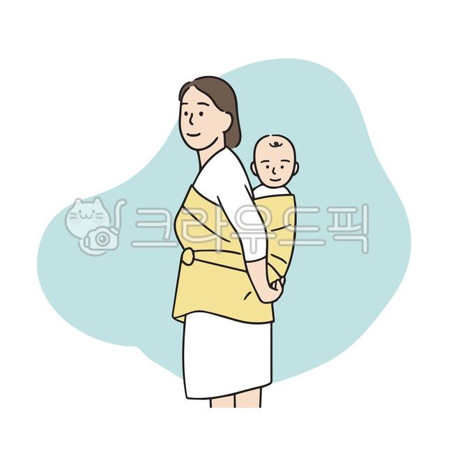 일러스트,할머니,조부모,황혼육아,어부바,포대기,엄마와아기,유아,영아,아기,어머니,어린시절