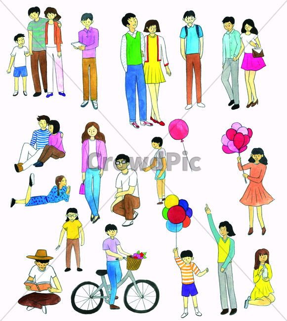 물감그림,손그림,watercolor,people,handdrawing,사람,소년,boy,소녀,girl,어린이,child,children,kid,young,little,여자,woman,인간,person,풍선,balloon,가족,family,human,어른,adult,남자,man,자전거,bicycle,bike,cycle,연인,beloved,sweetheart,paramour,커플,couple