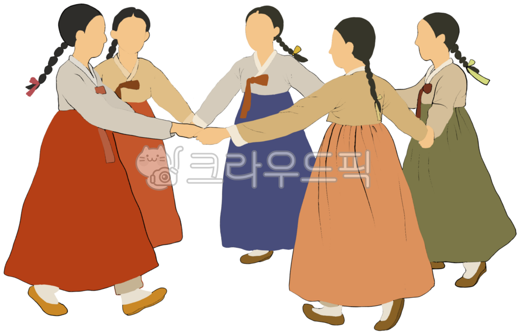 강강술래,추석,한가위,강강술래일러스트,추석놀이,보름달