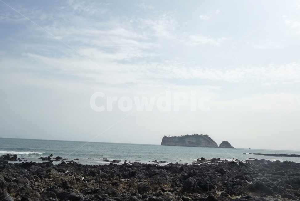 섬,돌,바다,제주도,파도,구름