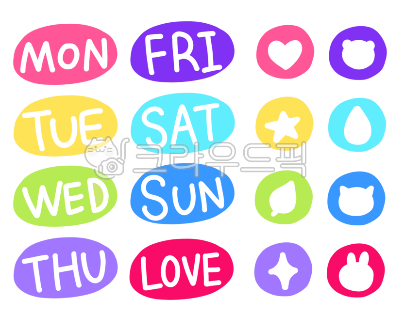 thu,tue,icon,mon,sun,Saturday,wed,cat,rabbit,english,wednesday,friday,bear,Day of the week,text,fri,monday,calendar,twinkle,star,shape,hand drawing,sat,handwriting,png,sticker,thursday,leaf,water,heart,Figure,sunday,tuesday,letter,illustration,circle