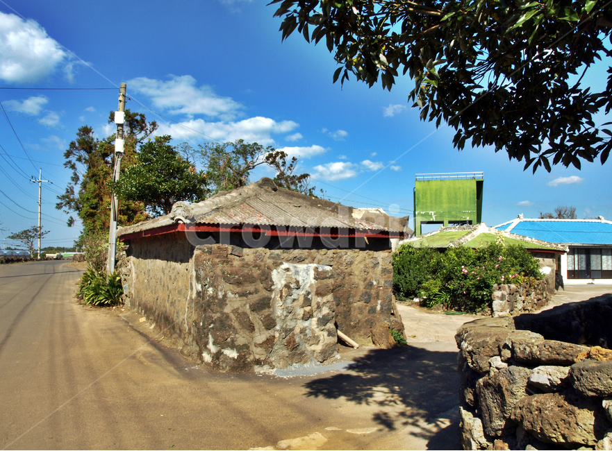 돌담,제주,올레11코스,올레코스,서귀포시,대정읍,푸른하늘,민가,도로,제주도,jeju,jeju island,시골,마을,풍경,landscape,country,rural,town,outdoors,옥외,building,건물,shelter,피난처,농촌,nature,자연