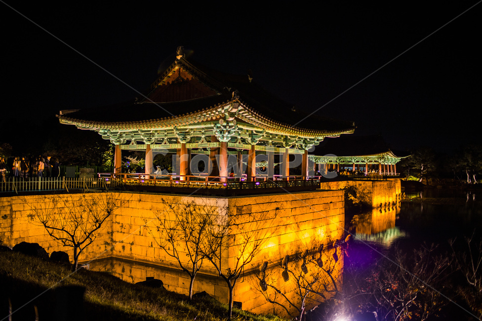 Silla ruins,Night view,Anapji Pond,Donggung Palace and Wolji Pond,Gyeongju
